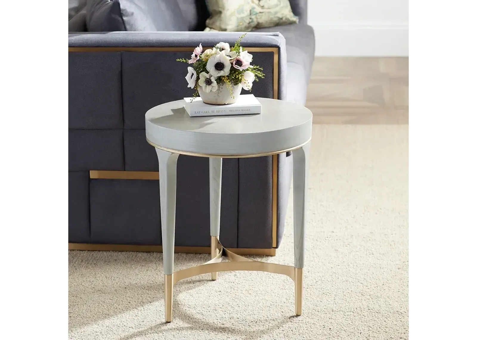 Danton 19 3/4" Wide Gray Round Side Table