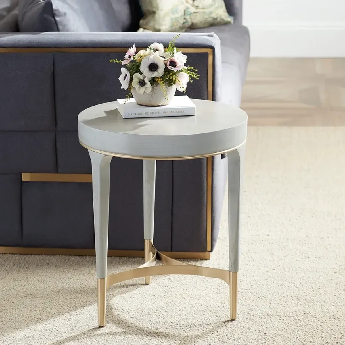 Danton 19 3/4" Wide Gray Round Side Table