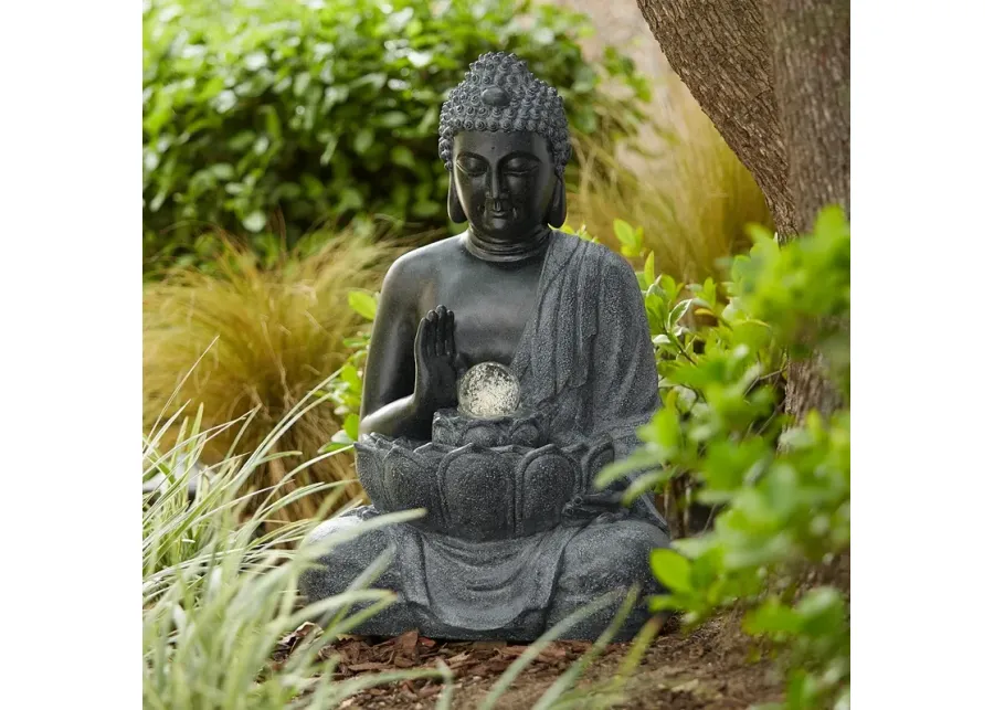 Sitting Buddha 28" High Stone Finish LED Water Fountain