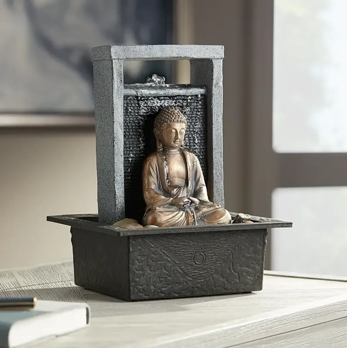 Meditating Buddha 11" High Tabletop Fountain
