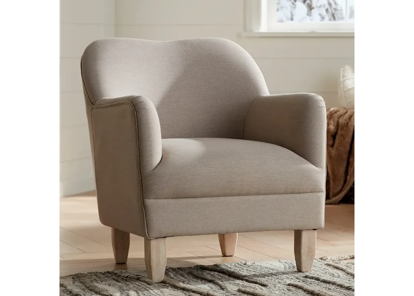 Mallow Beige Linen Accent Chair