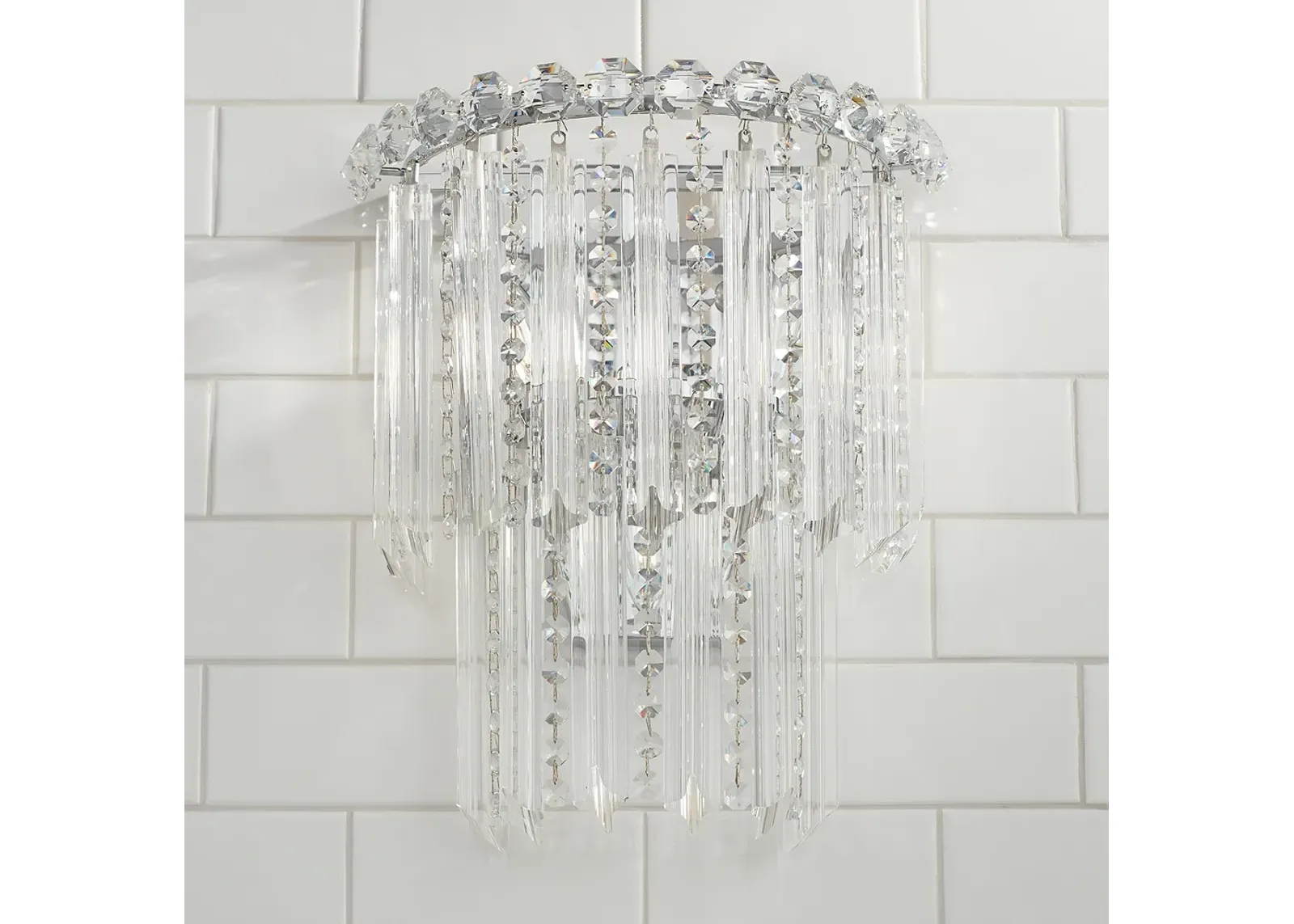 Darla 14" High Chrome and Crystal 3-Light Wall Sconce