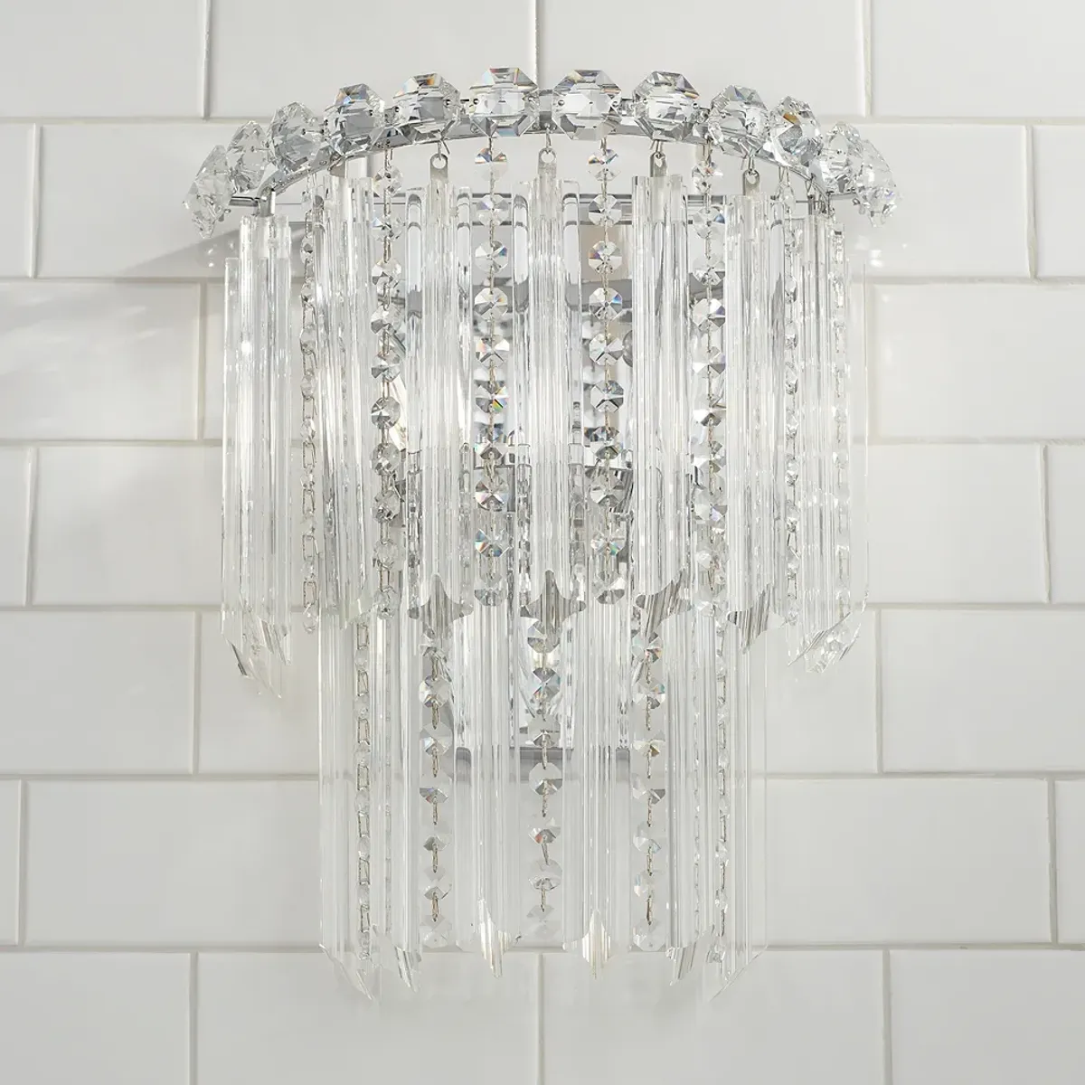 Darla 14" High Chrome and Crystal 3-Light Wall Sconce