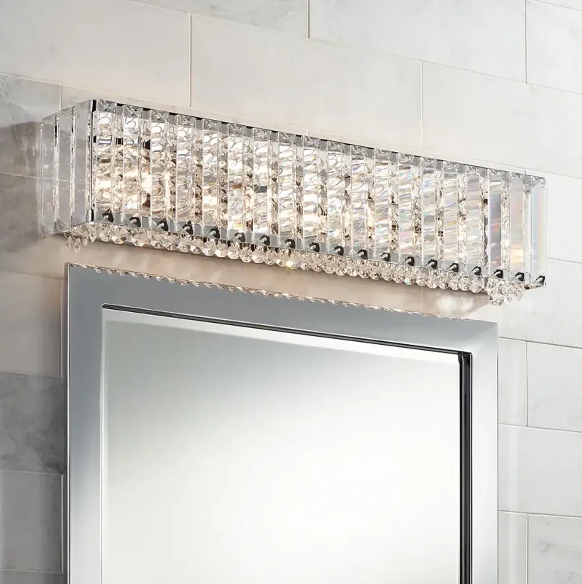 Neive 24" Wide Chrome and Crystal LED Bath Light