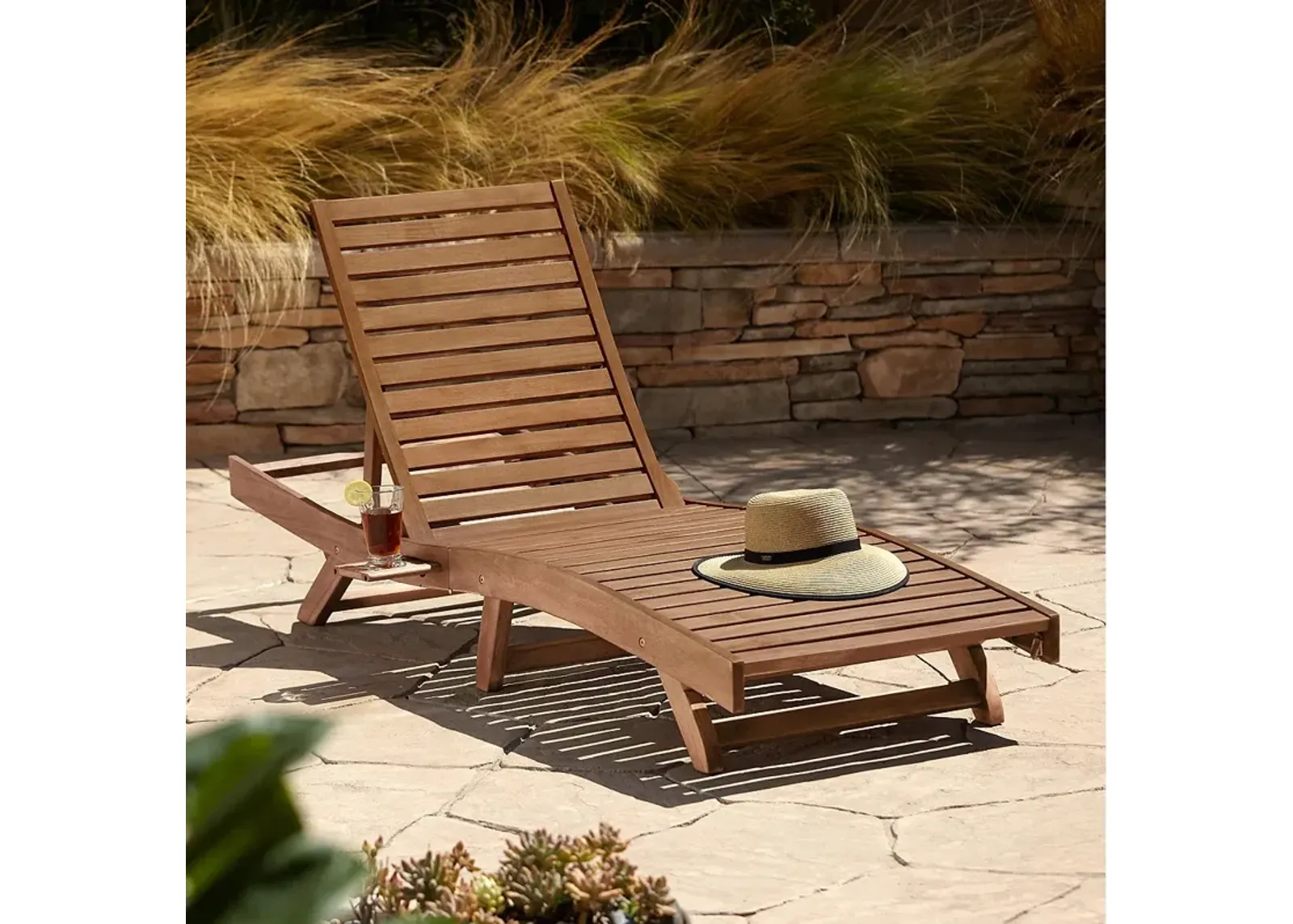 Gambo Natural Wood Adjustable Outdoor Lounger Chair