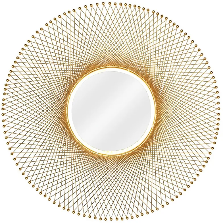 Crestview Collection Campbell Gold 29 1/2" Round Wall Mirror