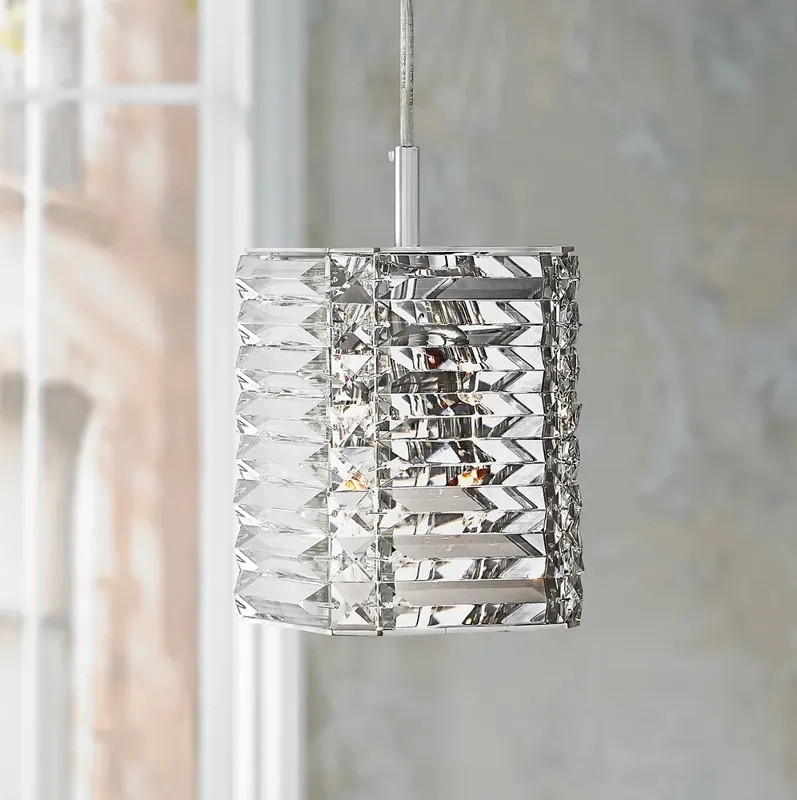 Possini Euro Lenke Chrome 6" Wide Modern Crystal Mini Pendant