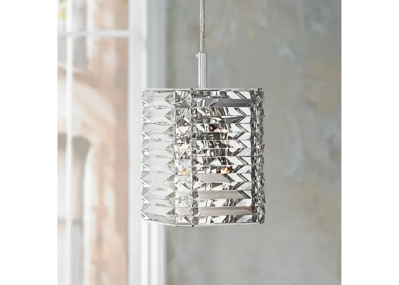 Possini Euro Lenke Chrome 6" Wide Modern Crystal Mini Pendant