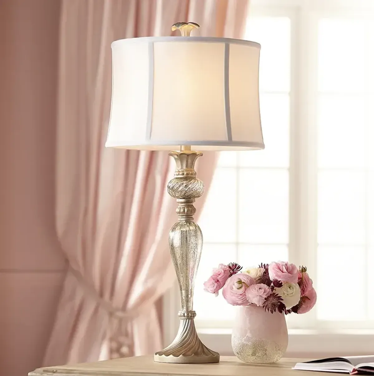 Regency Hill Alyson 32 3/4" Traditional Mercury Glass Table Lamp