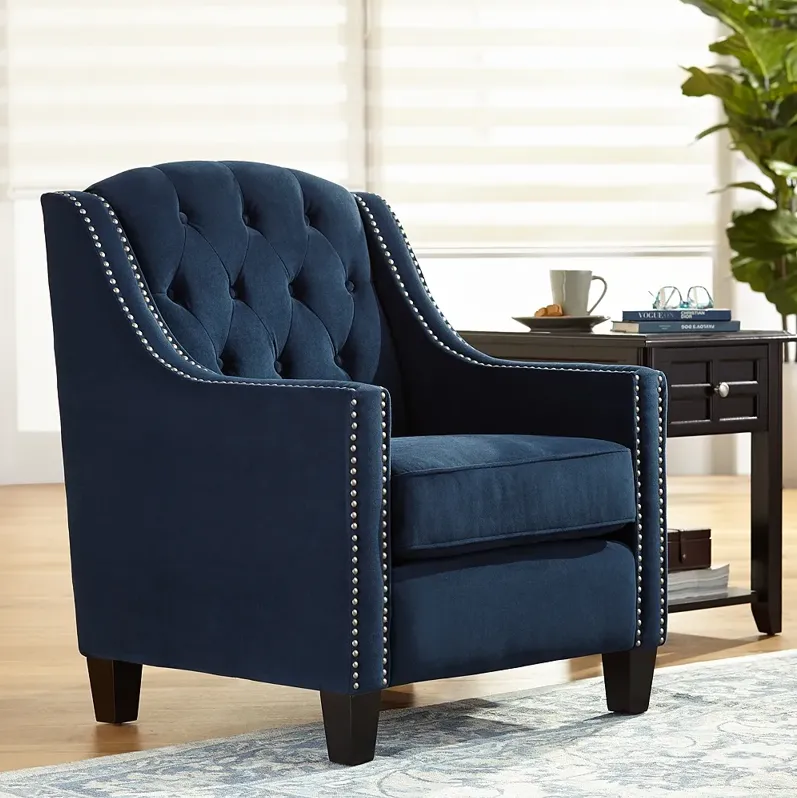 Tivoli Bella Ink Blue Velvet Tufted Armchair