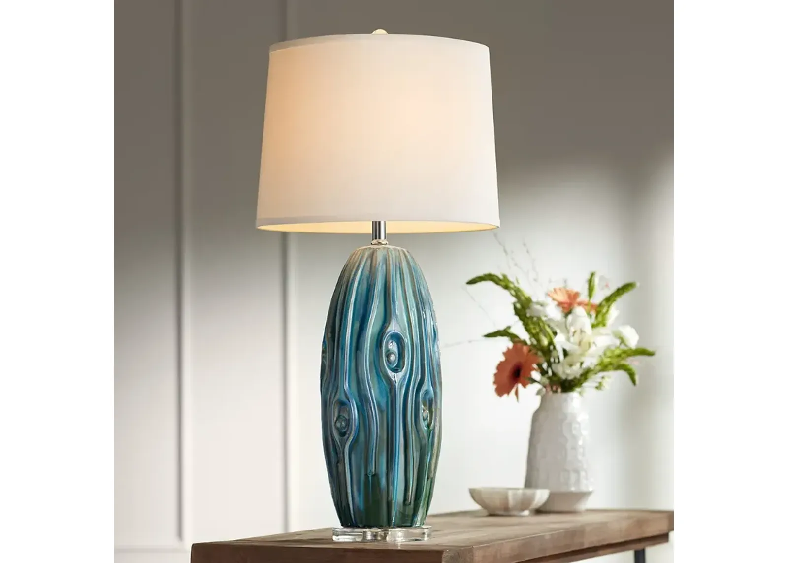 Possini Euro Eneya 31" High Blue Ceramic Table Lamp