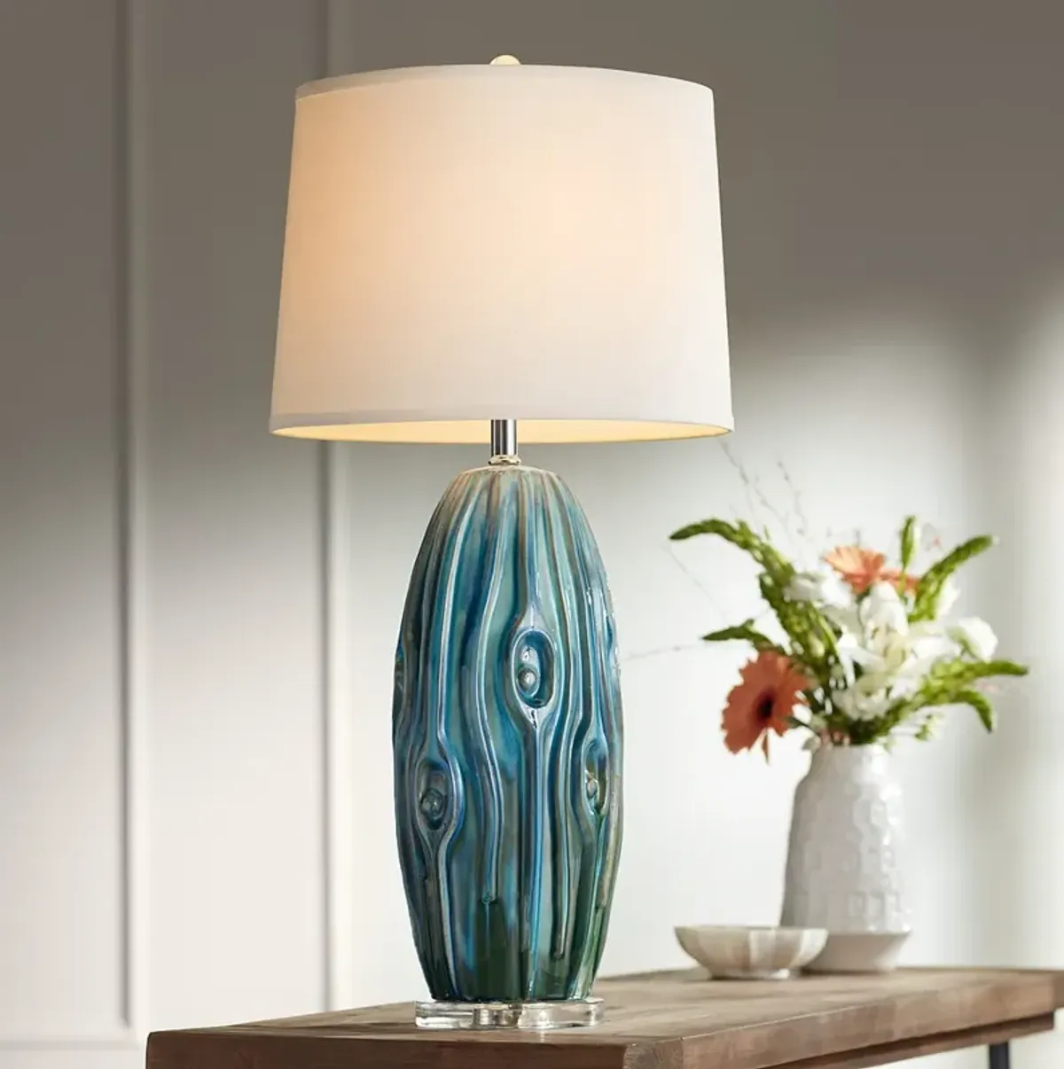 Possini Euro Eneya 31" High Blue Ceramic Table Lamp