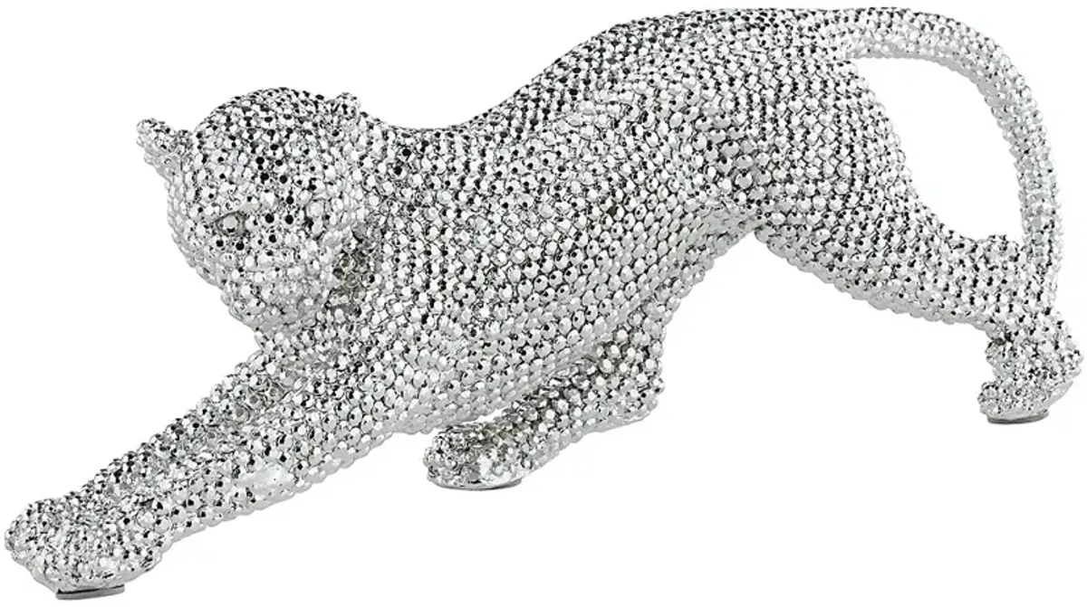 Studio 55D Silver Prowling Leopard 17 1/2" Wide Accent Sculpture