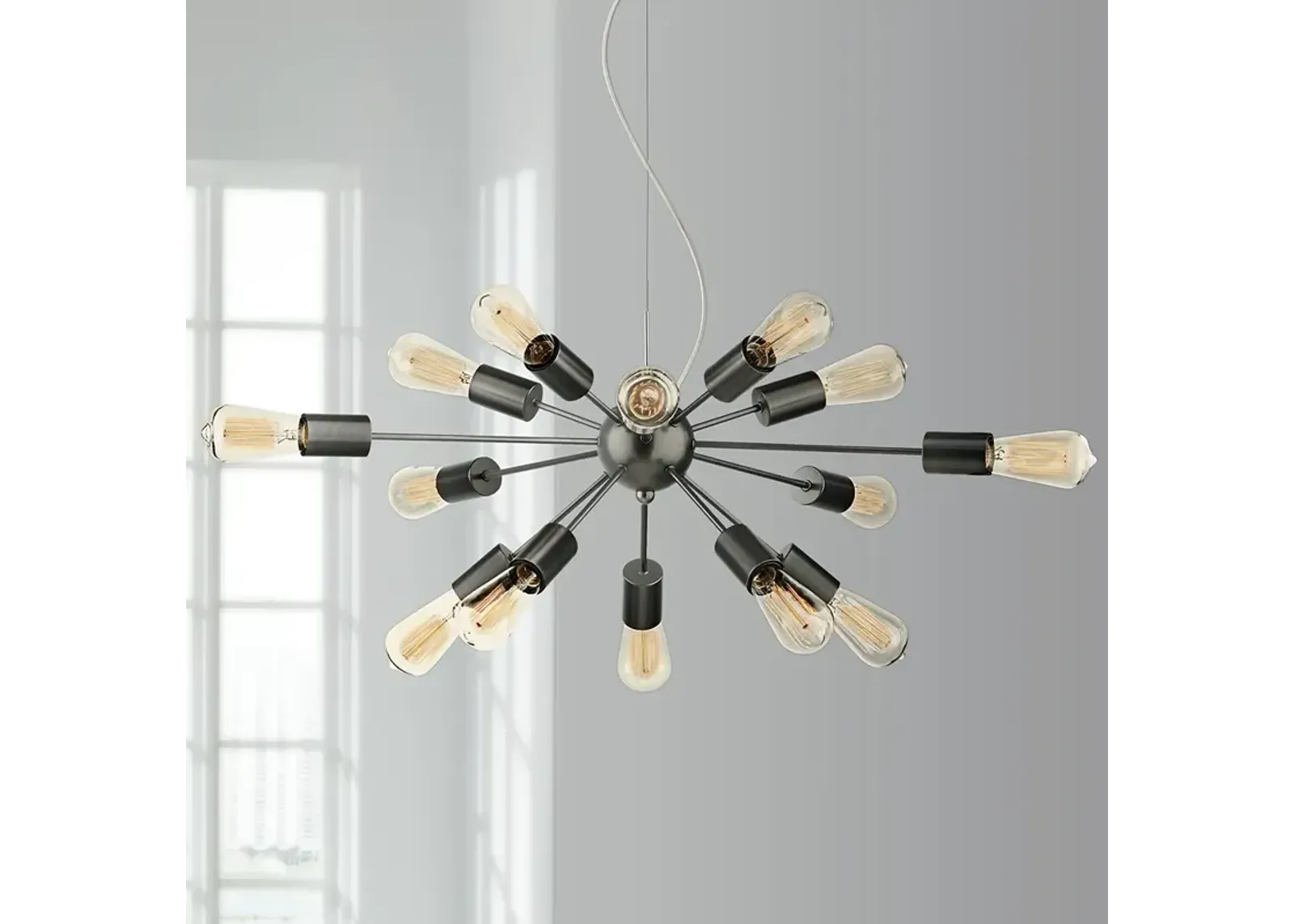 Possini Euro Hemingson 33" Wide Gun Metal 15-Light Sputnik Chandelier