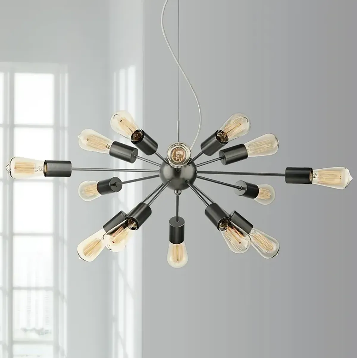 Possini Euro Hemingson 33" Wide Gun Metal 15-Light Sputnik Chandelier