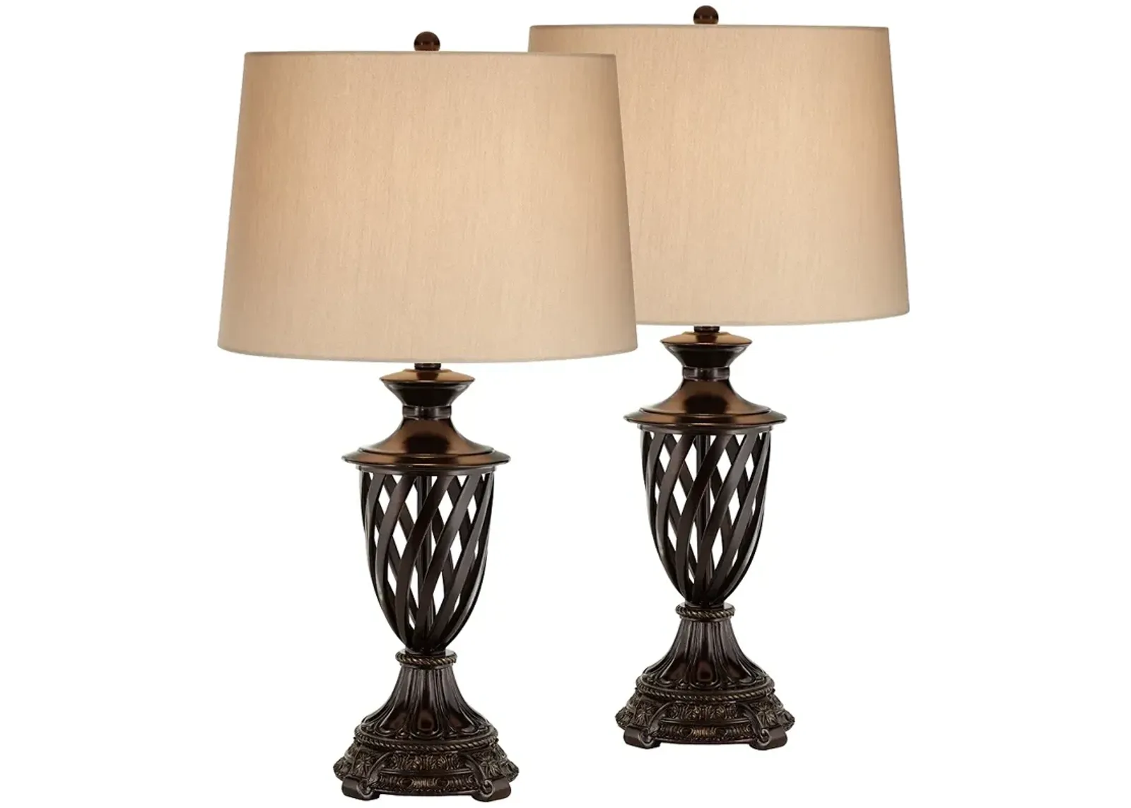 Barnes and Ivy Trellis 29 1/2" Bronze Open Urn Table Lamps Set of 2