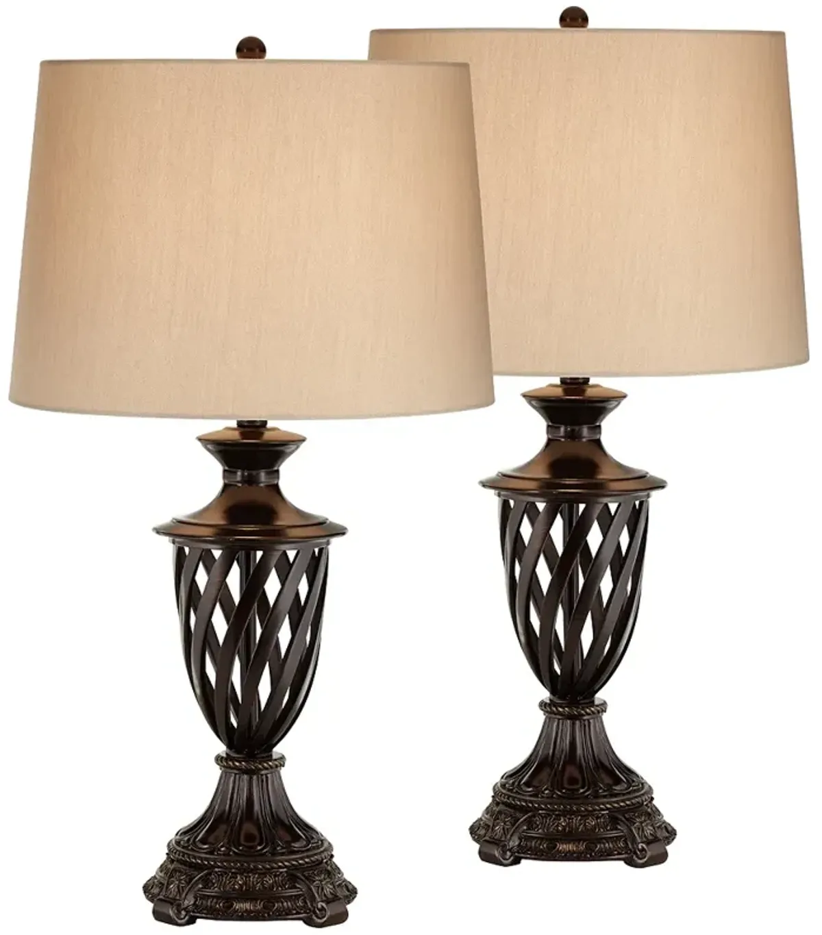 Barnes and Ivy Trellis 29 1/2" Bronze Open Urn Table Lamps Set of 2