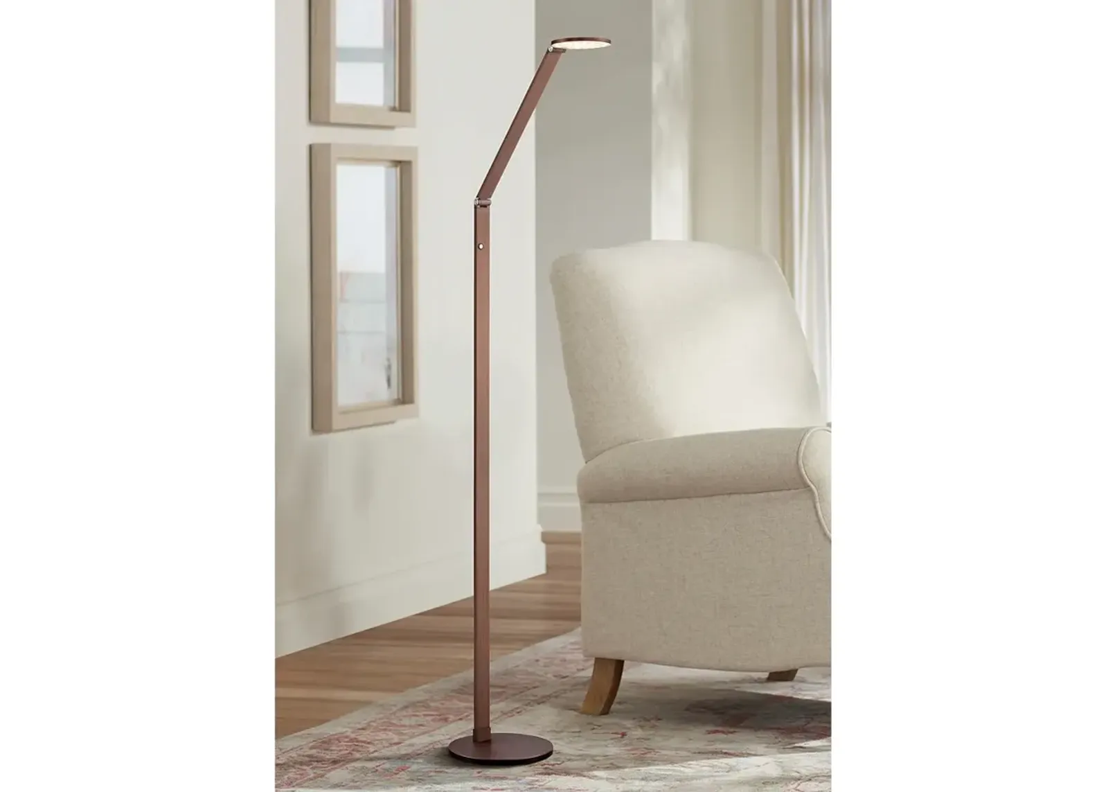 Possini Euro Magnum Adjustable Height French Bronze Task LED Floor Lamp