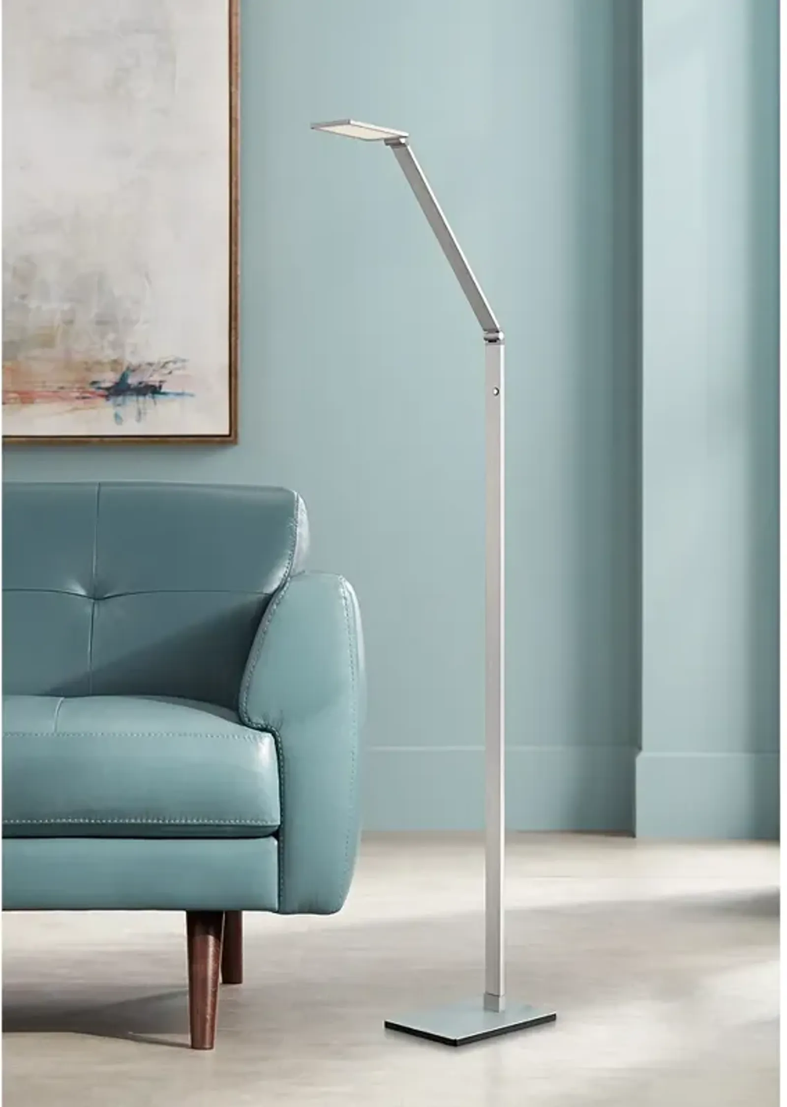 Possini Euro Bentley Adjustable Arm Aluminum LED Task Floor Lamp