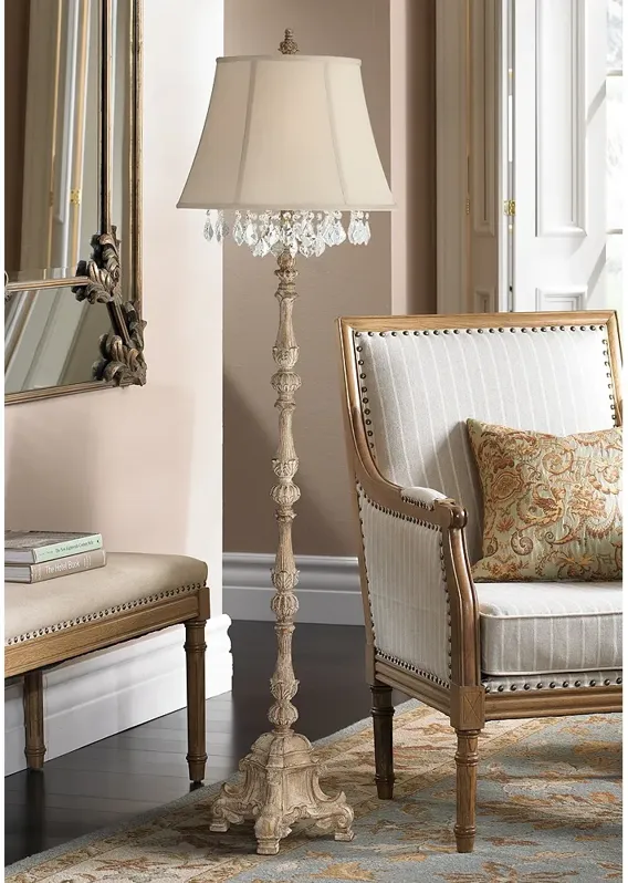 Barnes and Ivy Duval 63 1/2" French Crystal Candlestick Floor Lamp