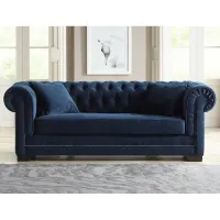 Christine 86 1/4" Wide Ink Blue Velvet Tufted Sofa