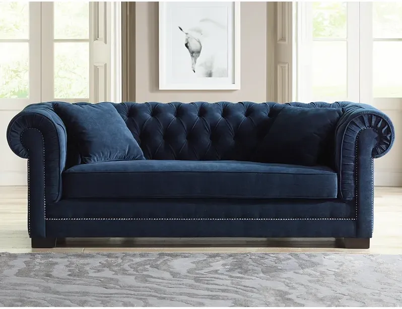 Christine 86 1/4" Wide Ink Blue Velvet Tufted Sofa