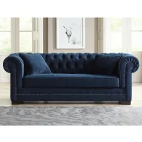 Christine 86 1/4" Wide Ink Blue Velvet Tufted Sofa