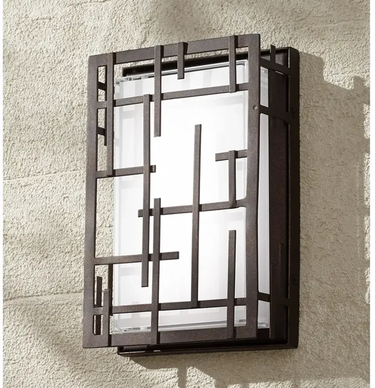 Possini Euro Modern Lines 9 1/4" High Bronze LED Outdoor Wall Light