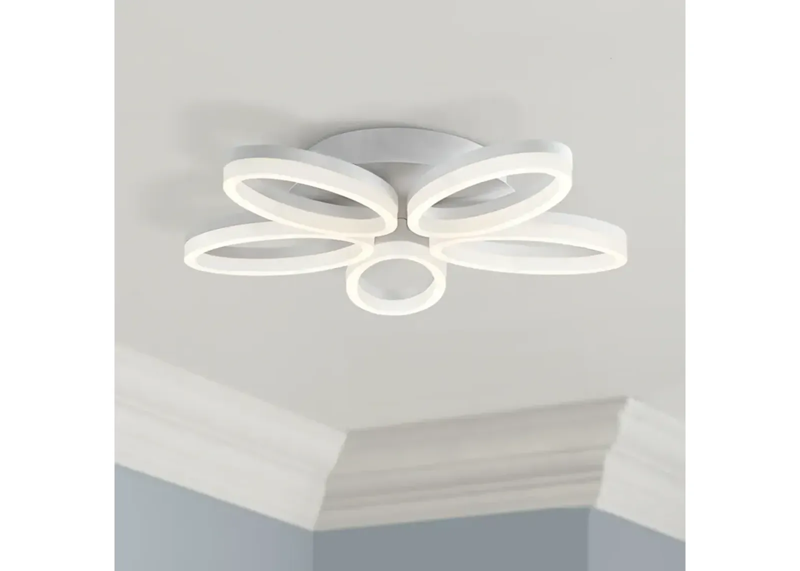 Possini Euro White Bloom 21 1/2" Wide LED Ceiling Light