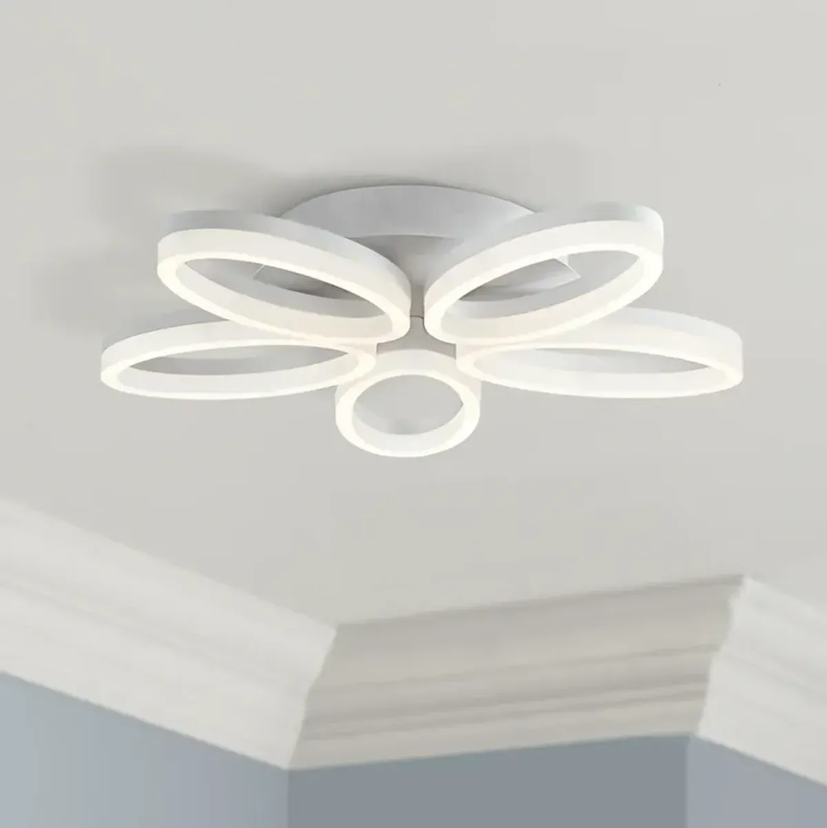 Possini Euro White Bloom 21 1/2" Wide LED Ceiling Light