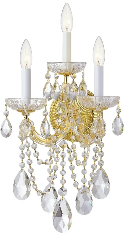 Maria Theresa 3 Light Clear Crystal Gold Sconce