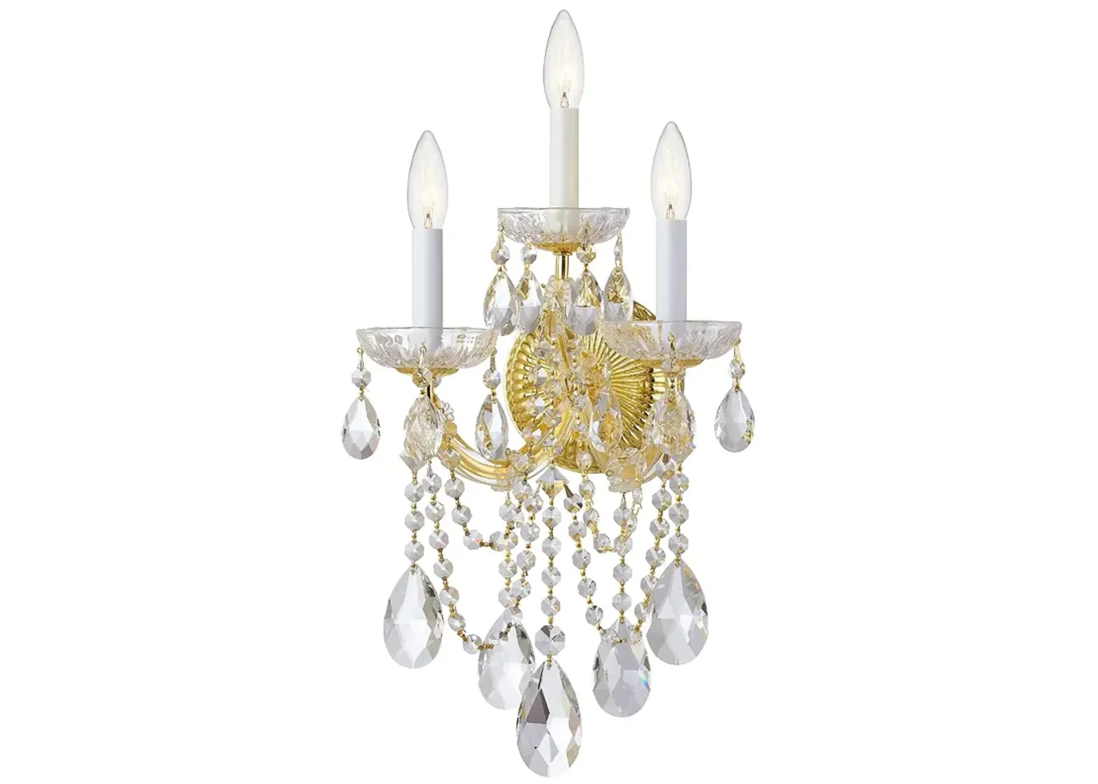 Maria Theresa 3 Light Clear Crystal Gold Sconce