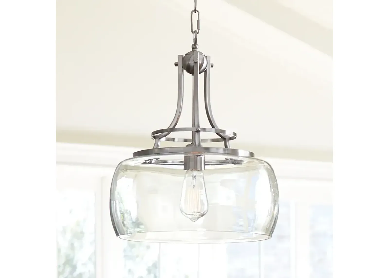 Franklin Iron Charleston 13 1/2" Nickel Clear Glass LED Pendant Light