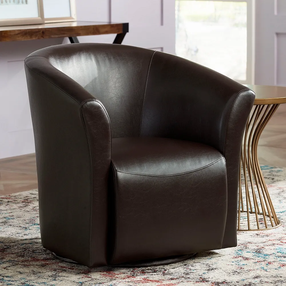 Rocket Rivera Brown Swivel Accent Chair