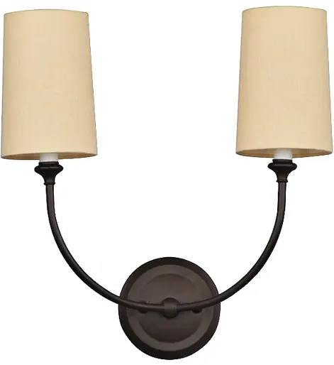 Crystorama Sylvan 15 1/2" Wide Bronze Cream Linen 2-Light Wall Sconce