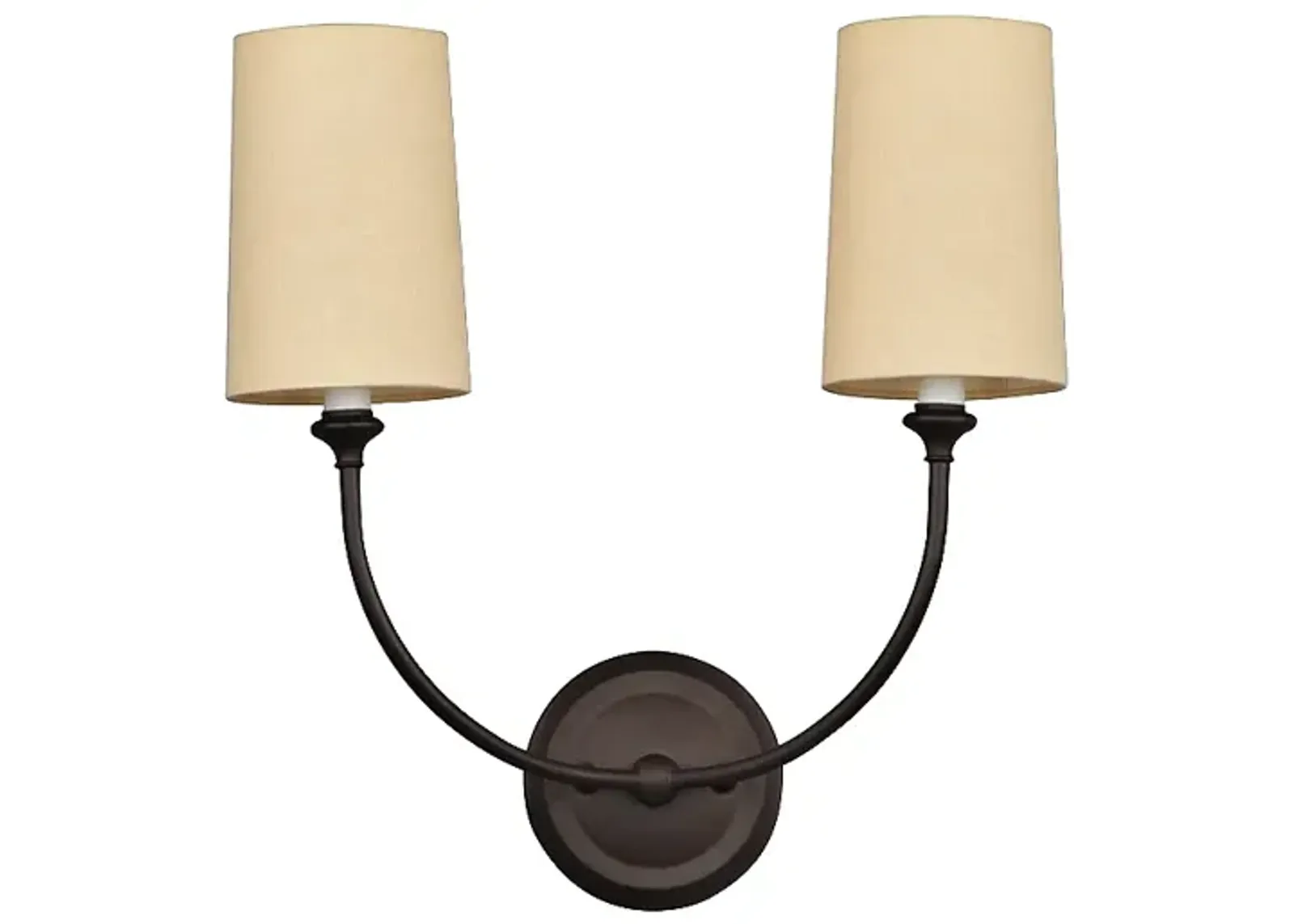 Crystorama Sylvan 15 1/2" Wide Bronze Cream Linen 2-Light Wall Sconce