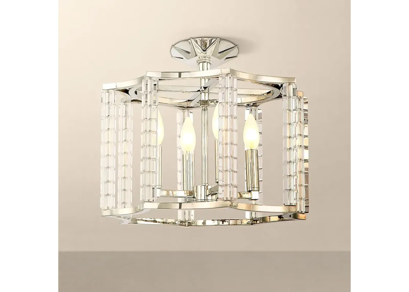 Crystorama Carson 16" Wide Polished Nickel Ceiling Light