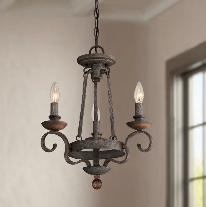 Quoizel Noble 15" Wide Rustic Black Mini Small Chandelier