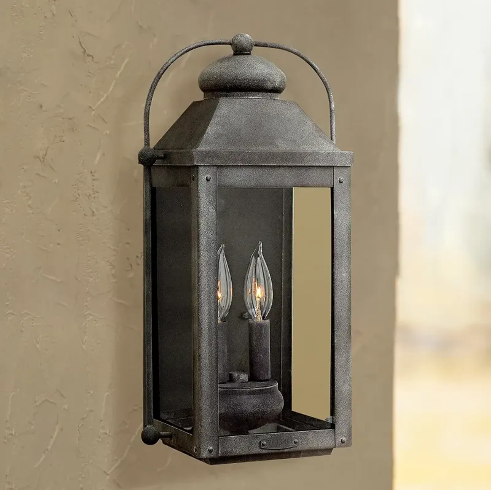 Anchorage 9 1/4"W Aged Zinc Two Candle Outdoor Wall Light