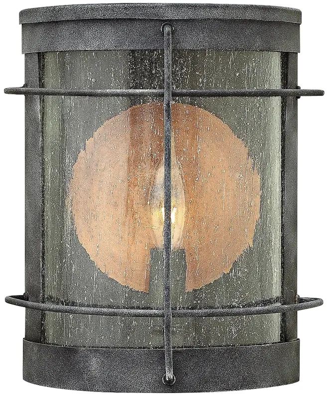 Hinkley Newport 7" Wide Aged Zinc Outdoor Pocket Wall Light