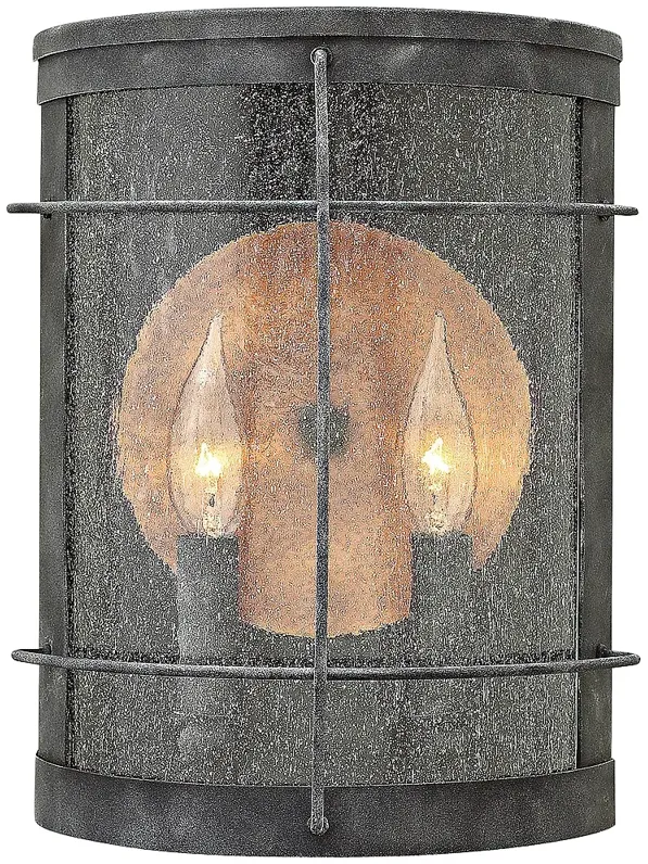 Hinkley Newport 9"W Aged Zinc 2 Candle Outdoor Wall Light