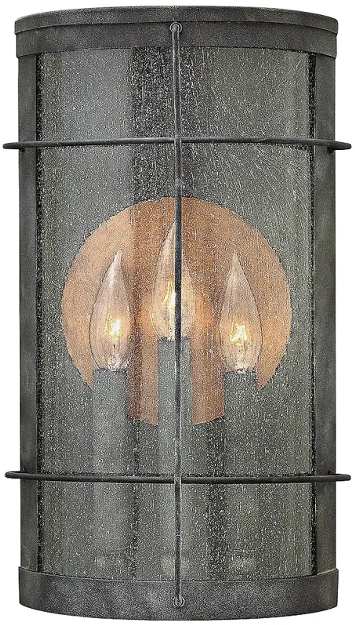 Hinkley Newport 9"W Aged Zinc 3 Candle Outdoor Wall Light