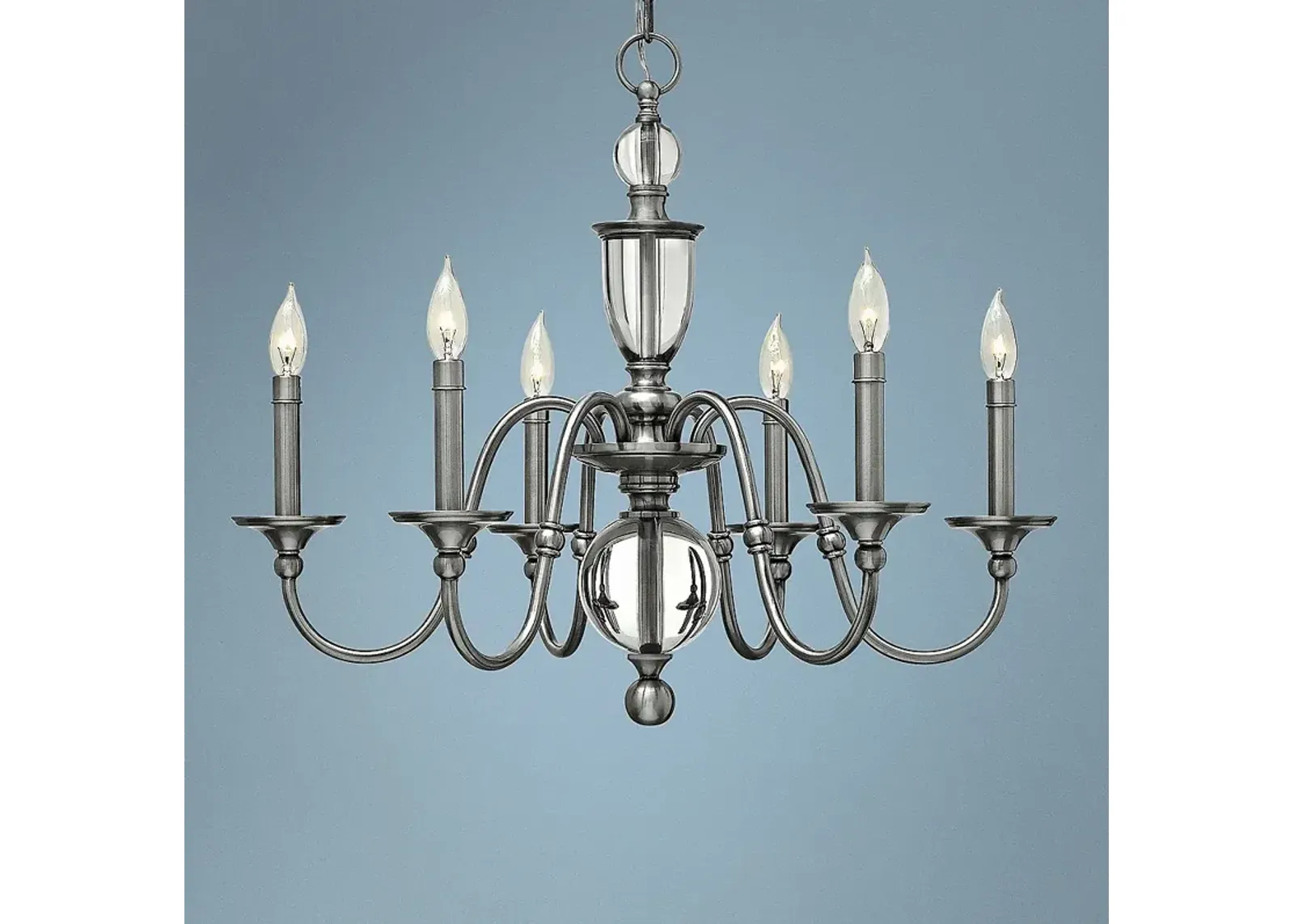 Hinkley Eleanor 27 1/2" Antique Nickel 6-Light Candelabra Chandelier