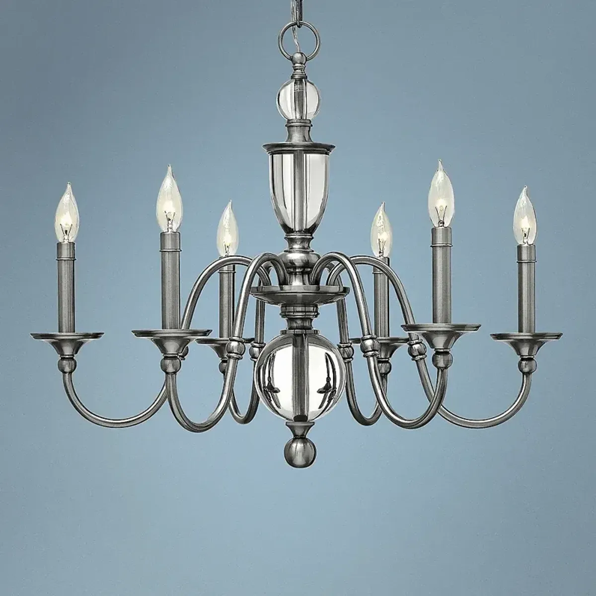 Hinkley Eleanor 27 1/2" Antique Nickel 6-Light Candelabra Chandelier