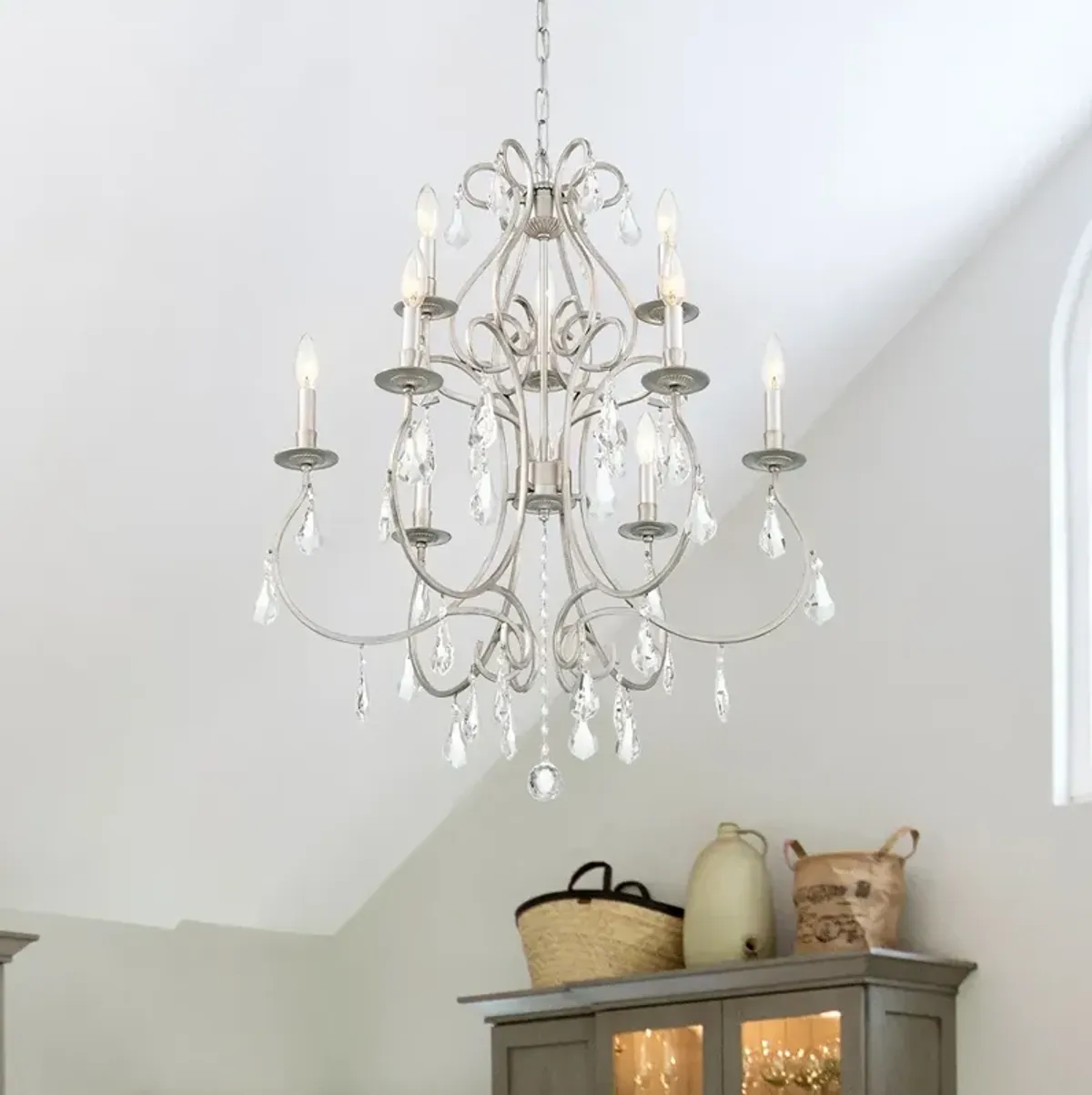 Crystorama Ashton 25 1/2"W Olde Silver 9-Light Chandelier