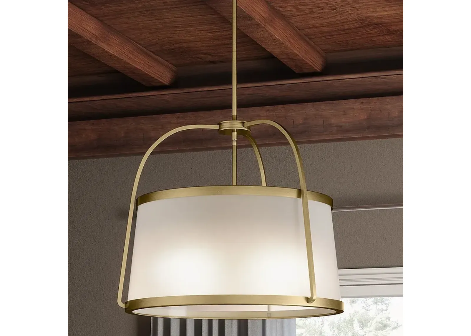 Quoizel York 20" Wide Weathered Brass 4-Light Drum Pendant