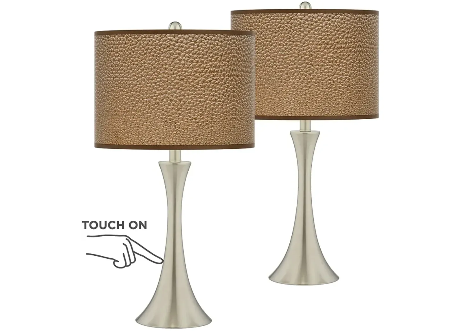 Simulated Leatherette Trish Nickel Touch Table Lamps Set of 2