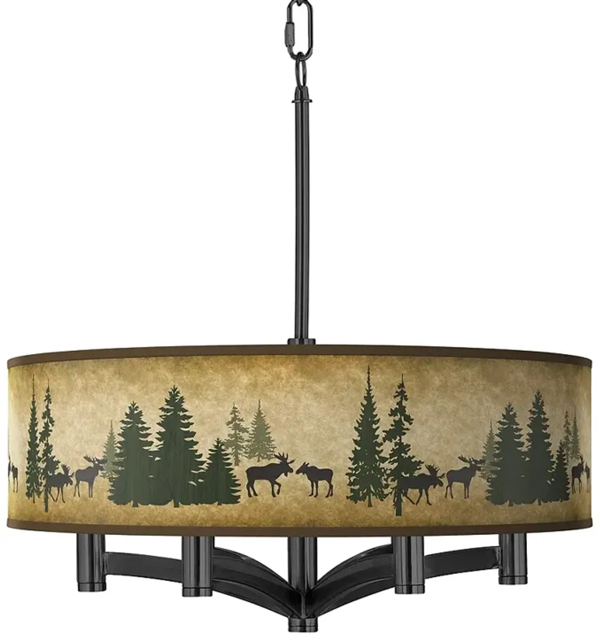 Giclee Glow Ava 20" Wide 6-Light Moose Lodge Black Pendant Chandelier