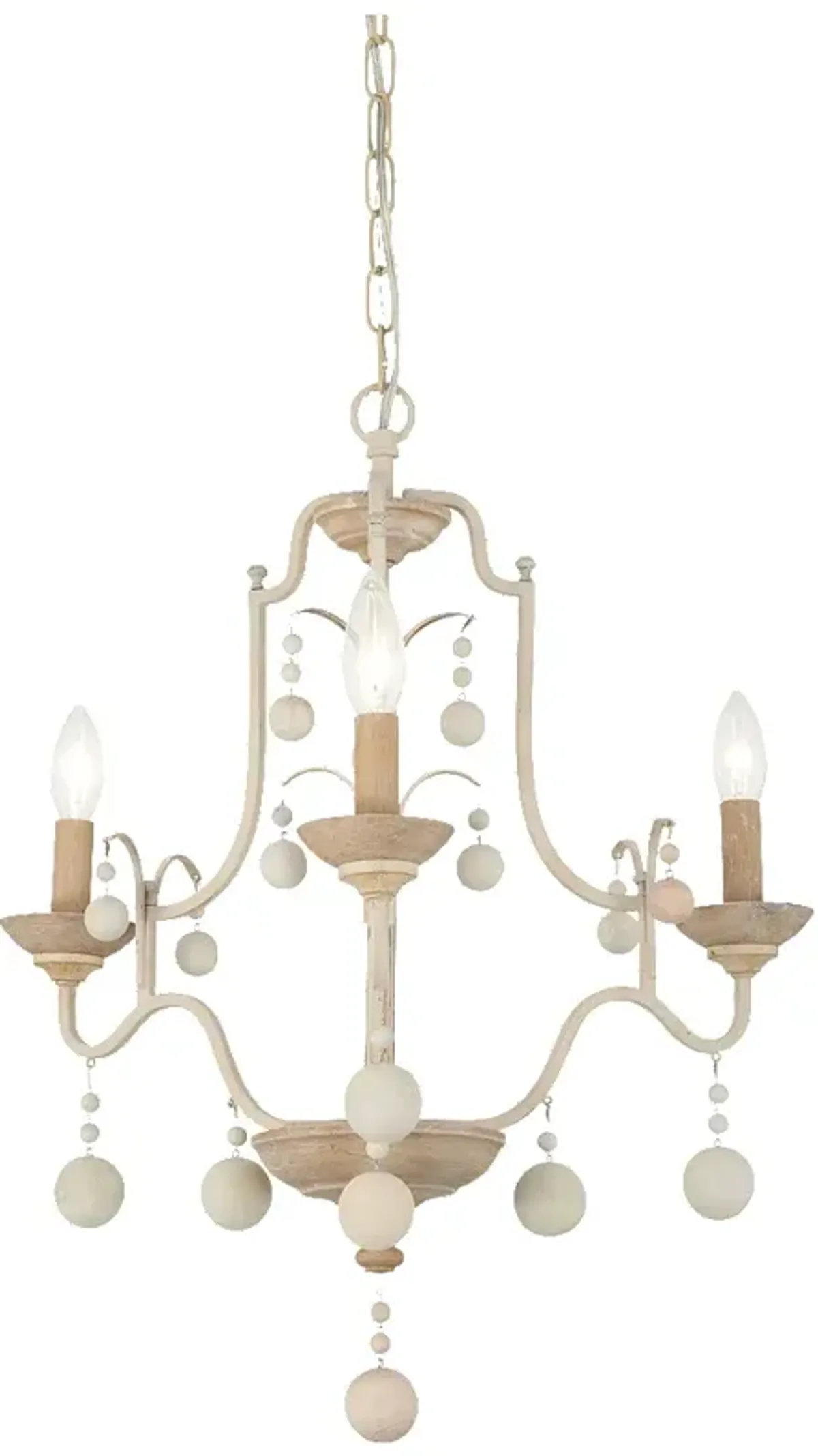 Colonial Charm 18 3/4" Wide White Wash 3-Light Chandelier