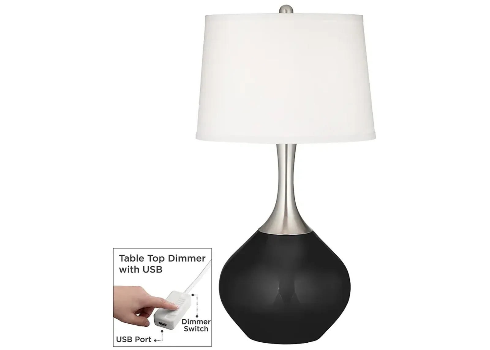 Tricorn Black Spencer Table Lamp with Dimmer